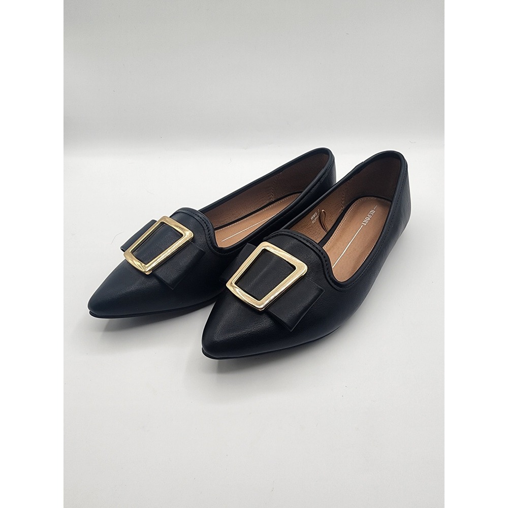 Report Ruphus Black Pointed Toe Buckle Flats Size 7